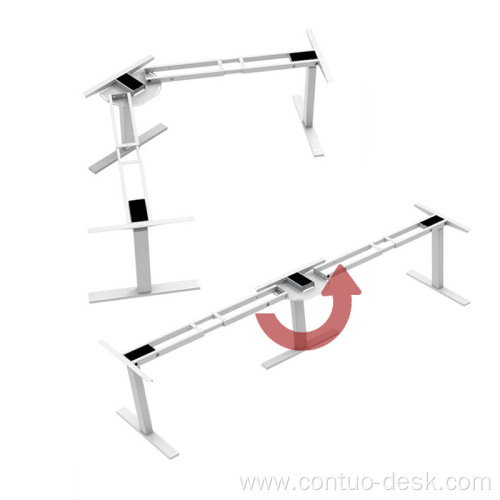 Ergonomics Automatic 3 Legs Columns Standing Desk L Shaped Electric Sit Stand Desk Frame Dual Motor